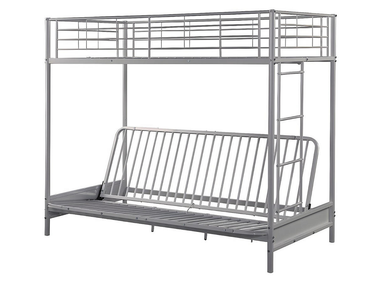 HOCHBETT mit Schlafsofa + Futonmatratze + Matratze - 90 x 190 cm - Metall - Silberfarben & Schwarz - MODULO IV - Silberfarben, Metall - Vente-Unique