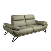 SOFA 2-Sitzer-Sofa aus olivgrünem Leder 205/127/95 cm - Chromfarben/Dunkelgrün, Leder/Metall (205/95/127cm) - ANGEL CERDA