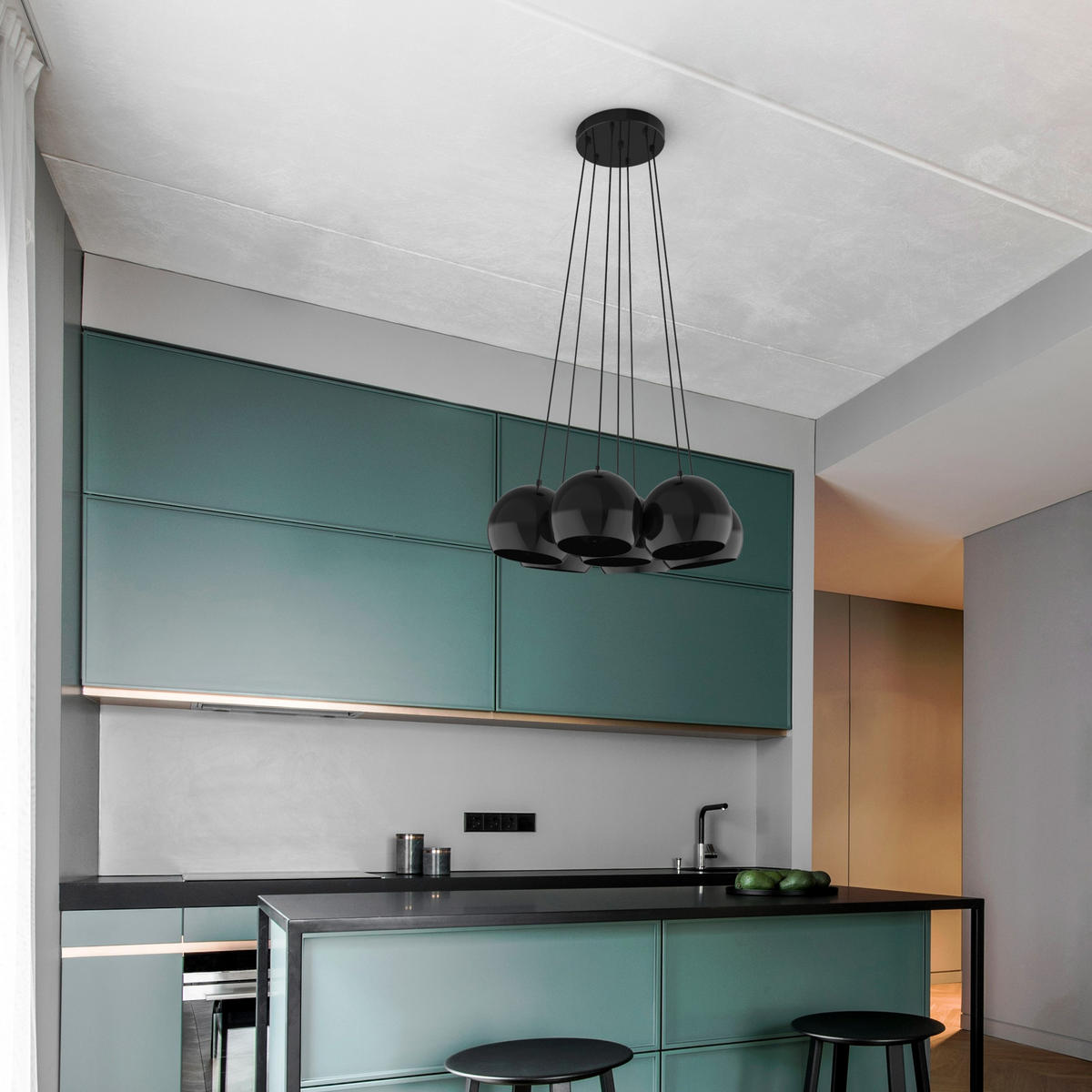 HÄNGELEUCHTE - Schwarz Hochglanz, Metall (25/25/20cm) - Lumicom