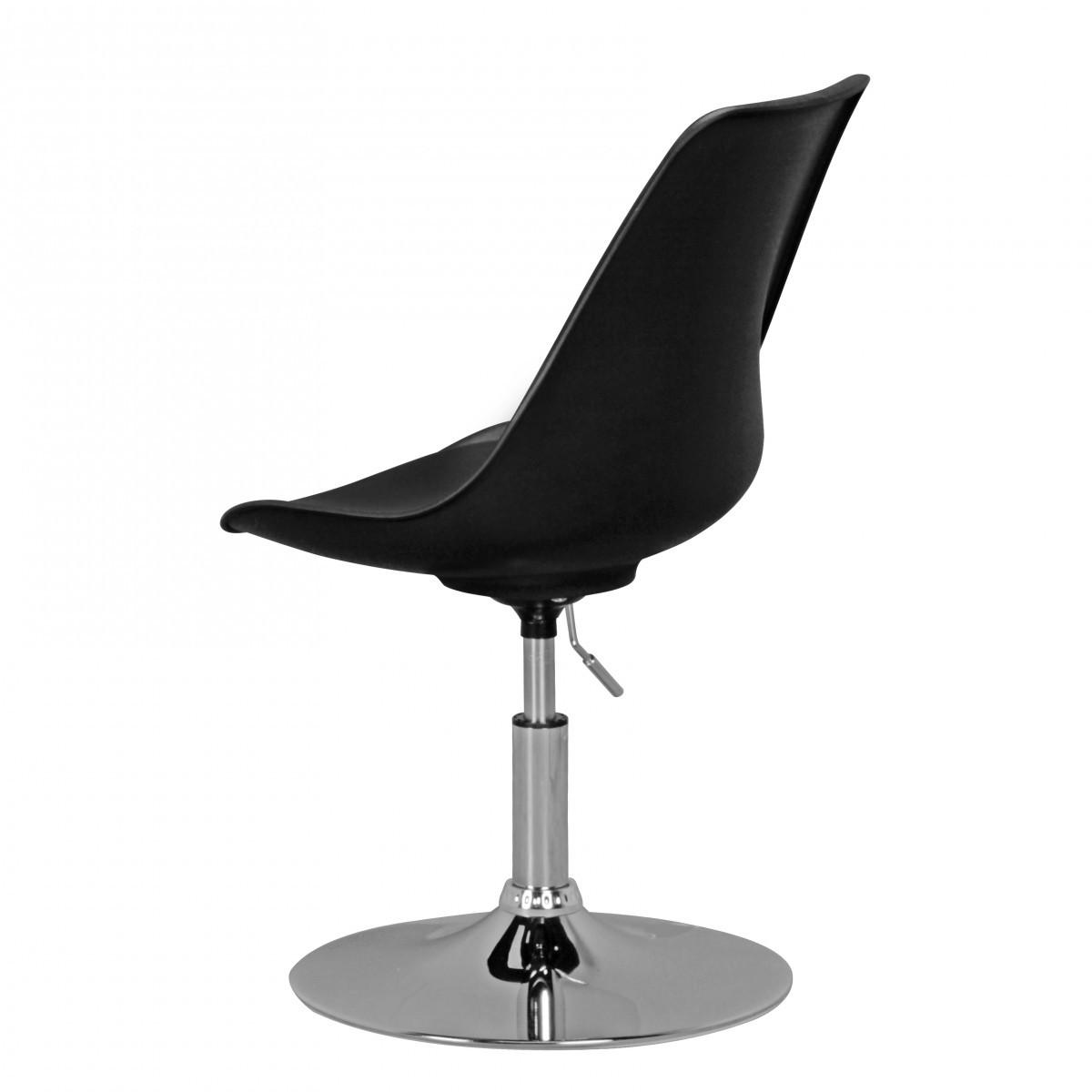 DREHSTUHL Kunstleder Trompetenfuß Chromgestell, Schwarz 46x46x88 cm - Silberfarben/Schwarz, Kunststoff/Textil (46/88/46cm) - KADIMA DESIGN