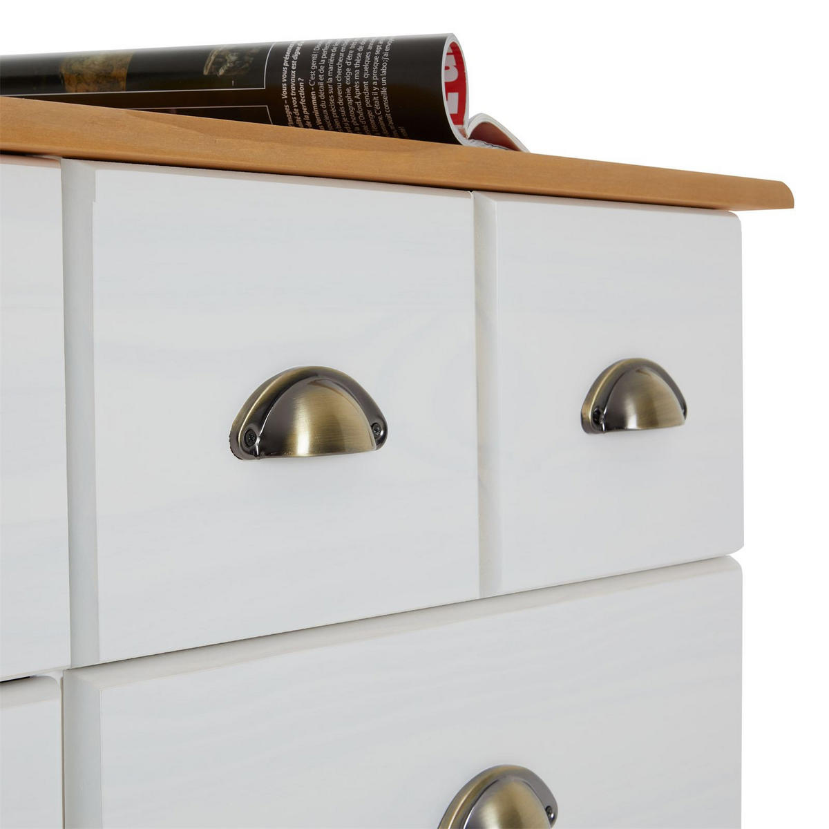 APOTHEKERKOMMODE COLMAR weiß/braun - Weiß/Braun, Holz (92/80/39cm) - IDIMEX