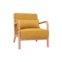 SESSEL Stoff Samteffekt Senfgelb Helles Massivholz DERRY - Gelb, Textil (84/75.5/66cm) - Miliboo