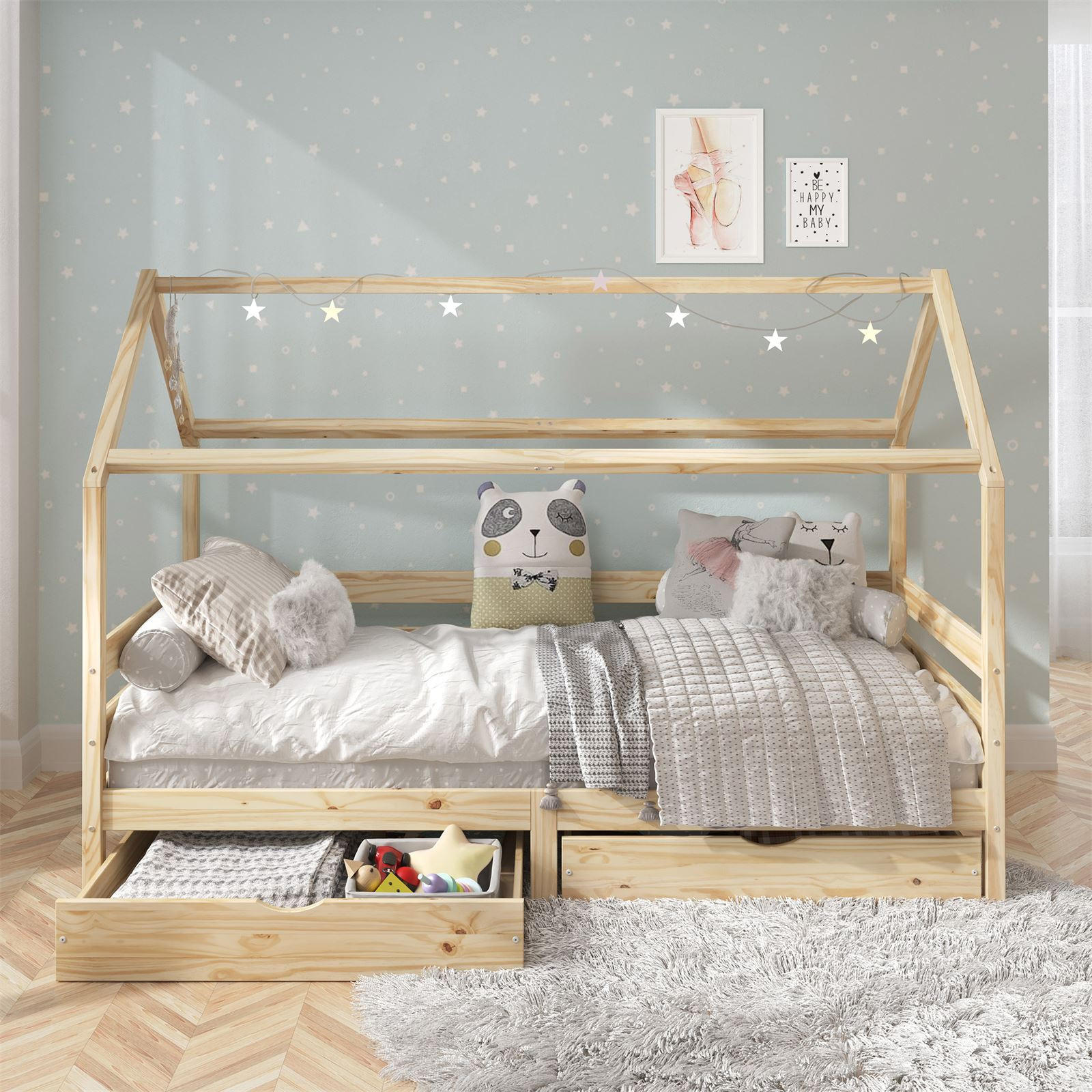 HAUSBETT CLIA 90x200 cm - Naturfarben, Holz (96/145/206cm) - IDIMEX