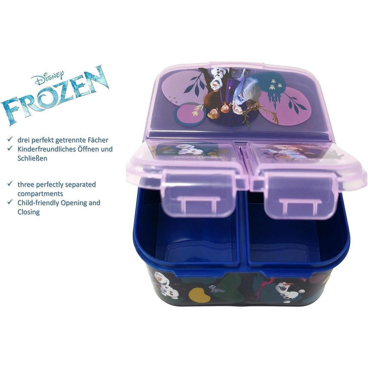 BROTDOSE Kinder mit Fächern Frozen II Eiskönigin 18 cm - Multicolor, Kunststoff (14/7/18cm)