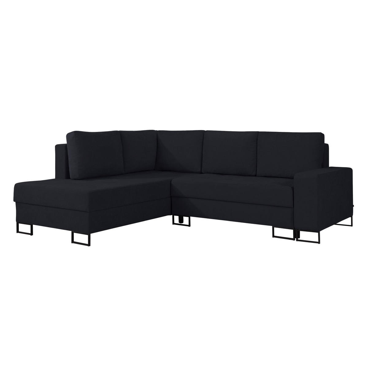 ECKSOFA Larelle Graphit Chenille 245 cm - Schwarz, Textil/Metall (245/200cm) - Selsey