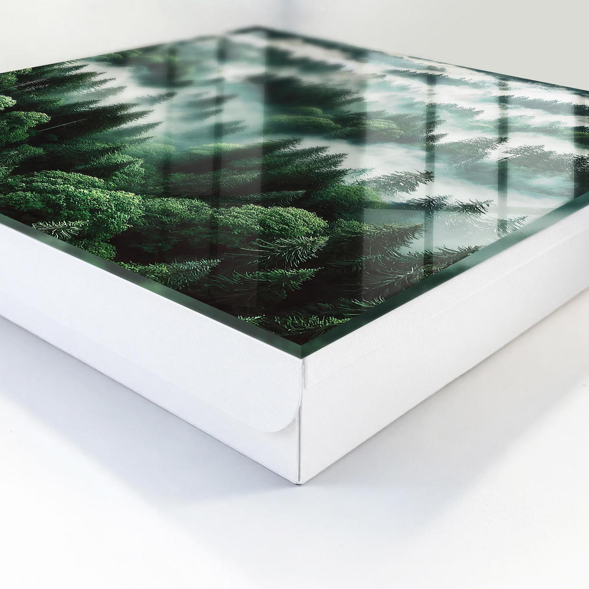 SCHLÜSSELBOX Weiß 30x30 cm – Türöffnung nach rechts - Nebelwald - Grün, Metall (30/30/5cm) - TULUP