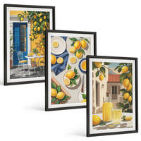 BILDER SET 3er Set - 40x60 cm Schwarzer Rahmen - Zitronengarten mit Getränken - Schwarz, Kunststoff (40/60cm) - TULUP
