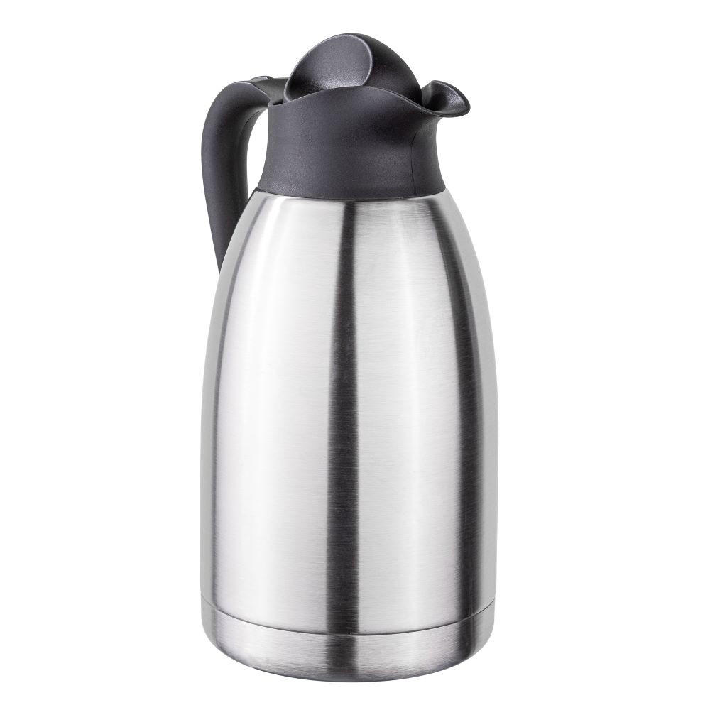 ISOLIERKANNE 2 Liter aus Edelstahl doppelwandig, mit Drehverschluss - Transparent, Metall (13.6/13.6cm)