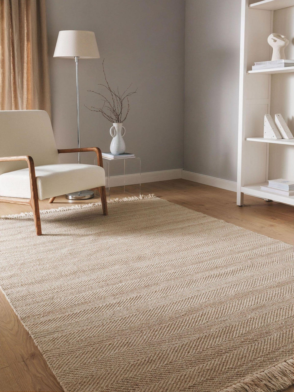 WOLLTEPPICH Lars Beige 160x230 cm - Beige, Naturmaterialien/Kunststoff (160/1cm) - KUNSTLOFT