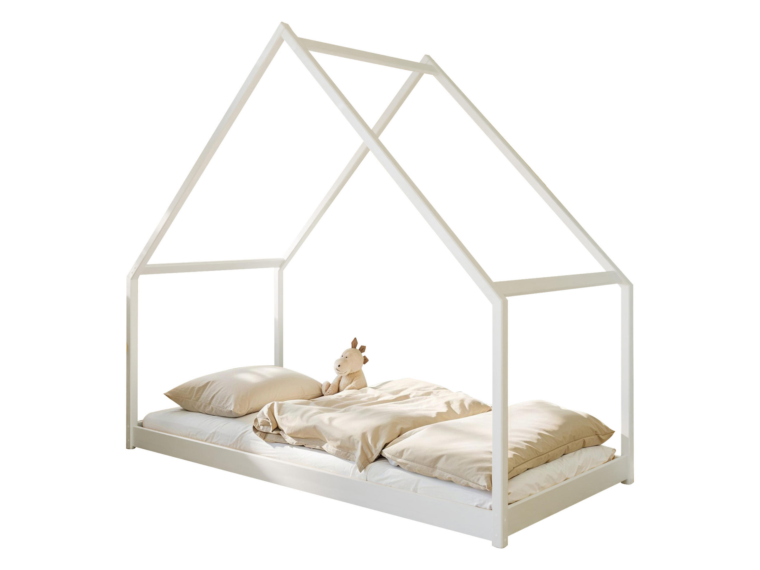 HAUSBETT 90x200 cm mit Matratze in weiß - Weiß, Holzwerkstoff (90/200cm) - Kids Collective
