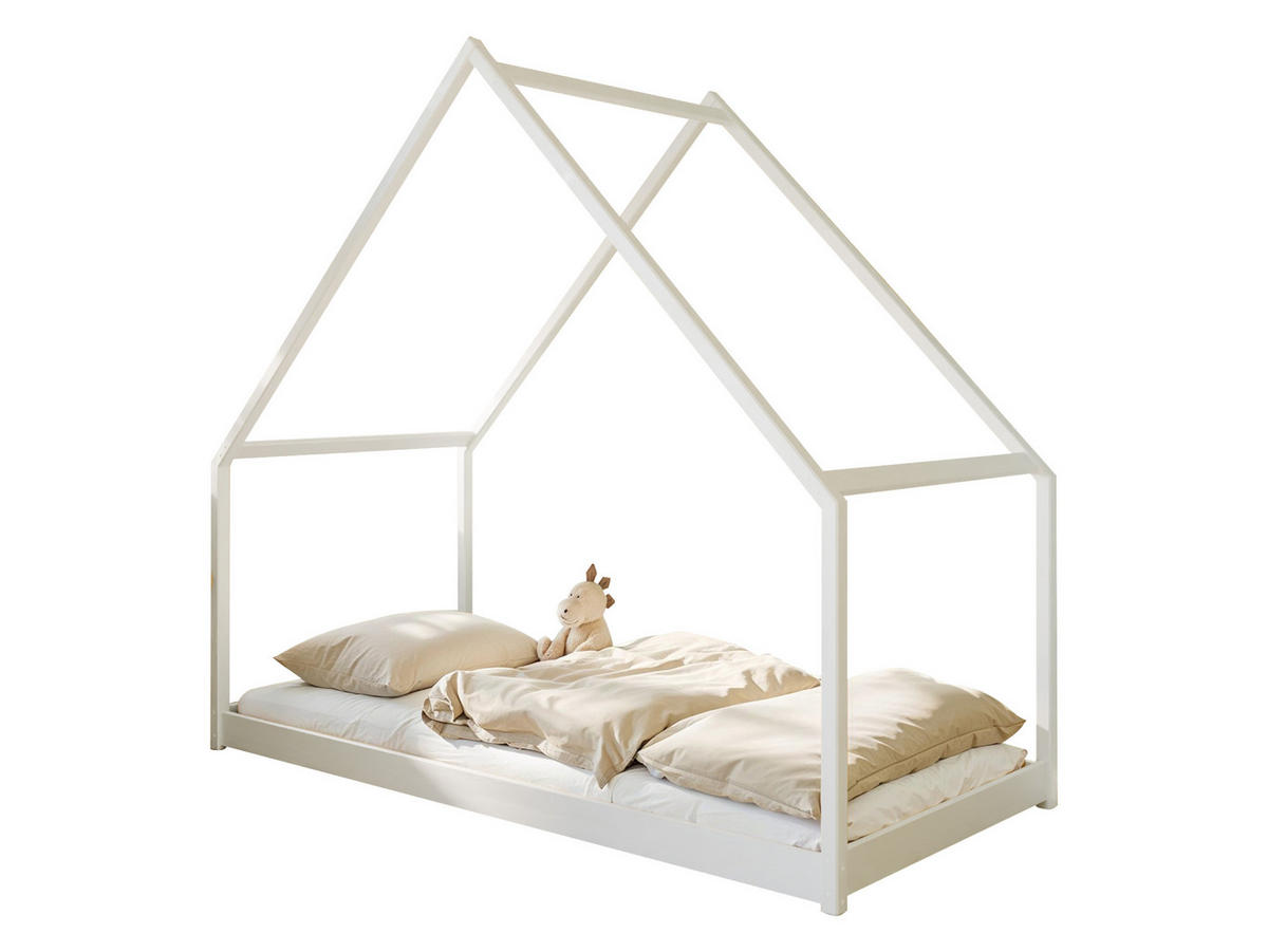 HAUSBETT 90x200 cm mit Matratze in weiß - Weiß, Holzwerkstoff (90/200cm) - Kids Collective