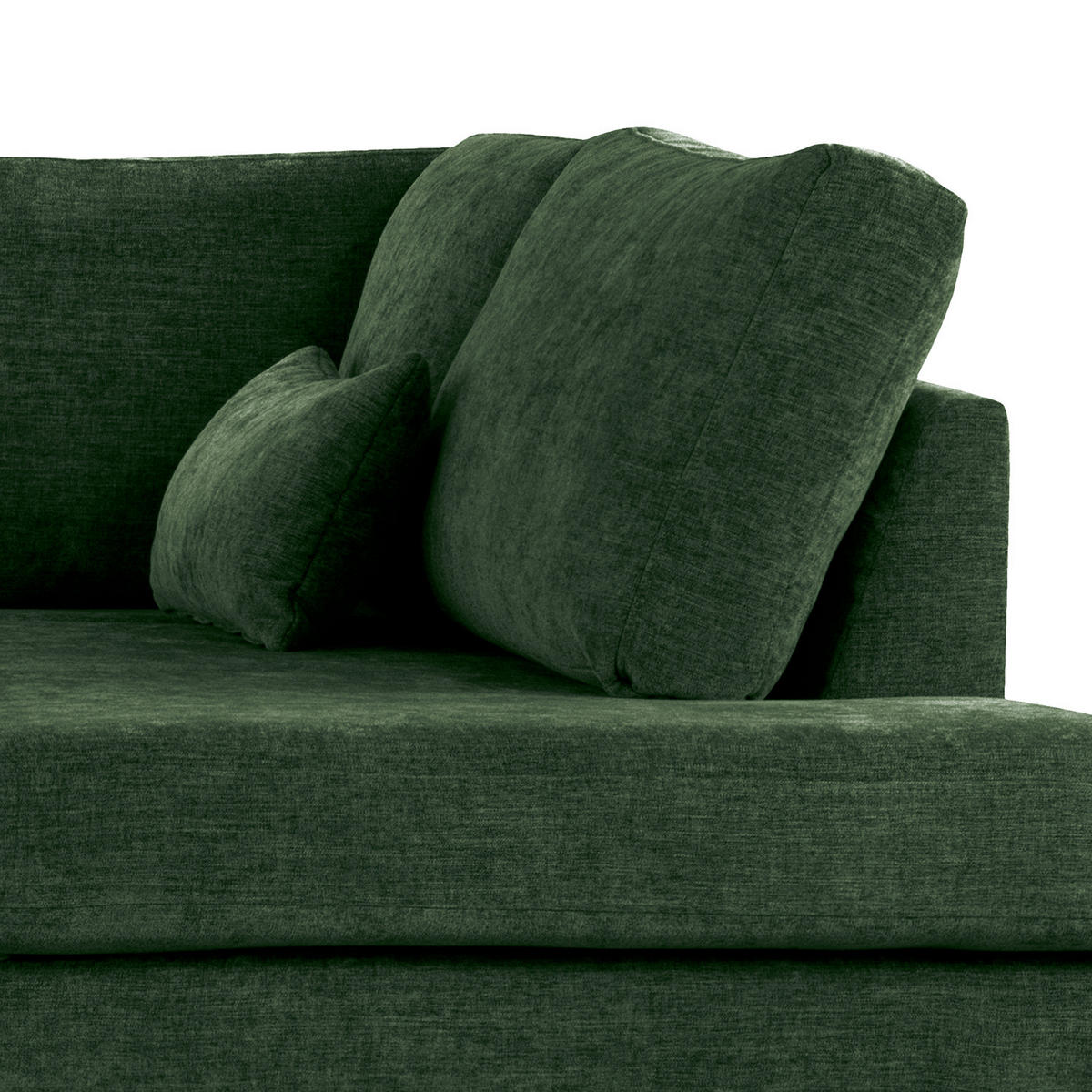 ECKSOFA mit Ottomane - Dunkelgrün/Buchefarben, Buchenholz/Textil (287/219cm) - home24