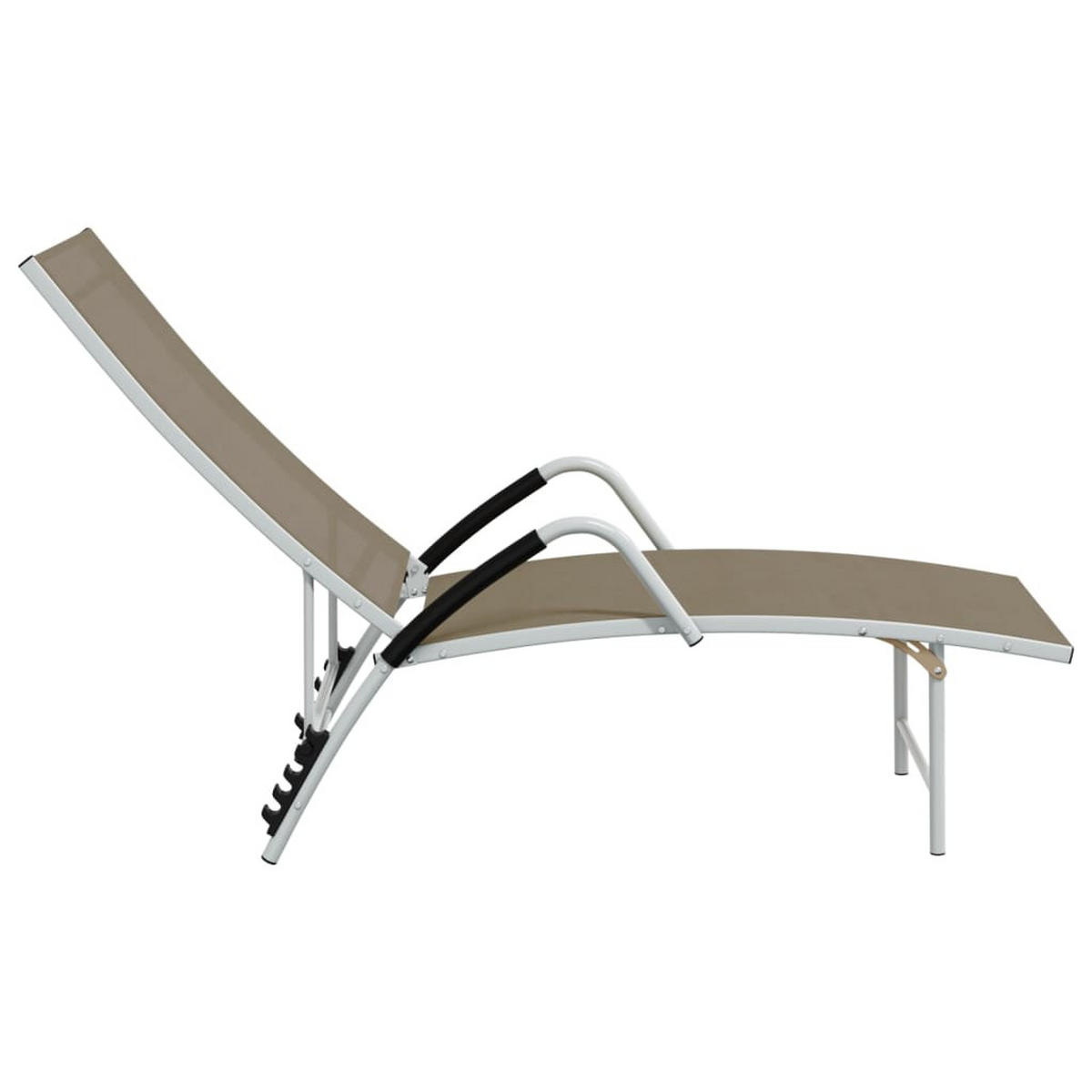 SONNENLIEGE Textilene und Aluminium Taupe - Taupe, Metall (60.5/51/193cm) - furnicato