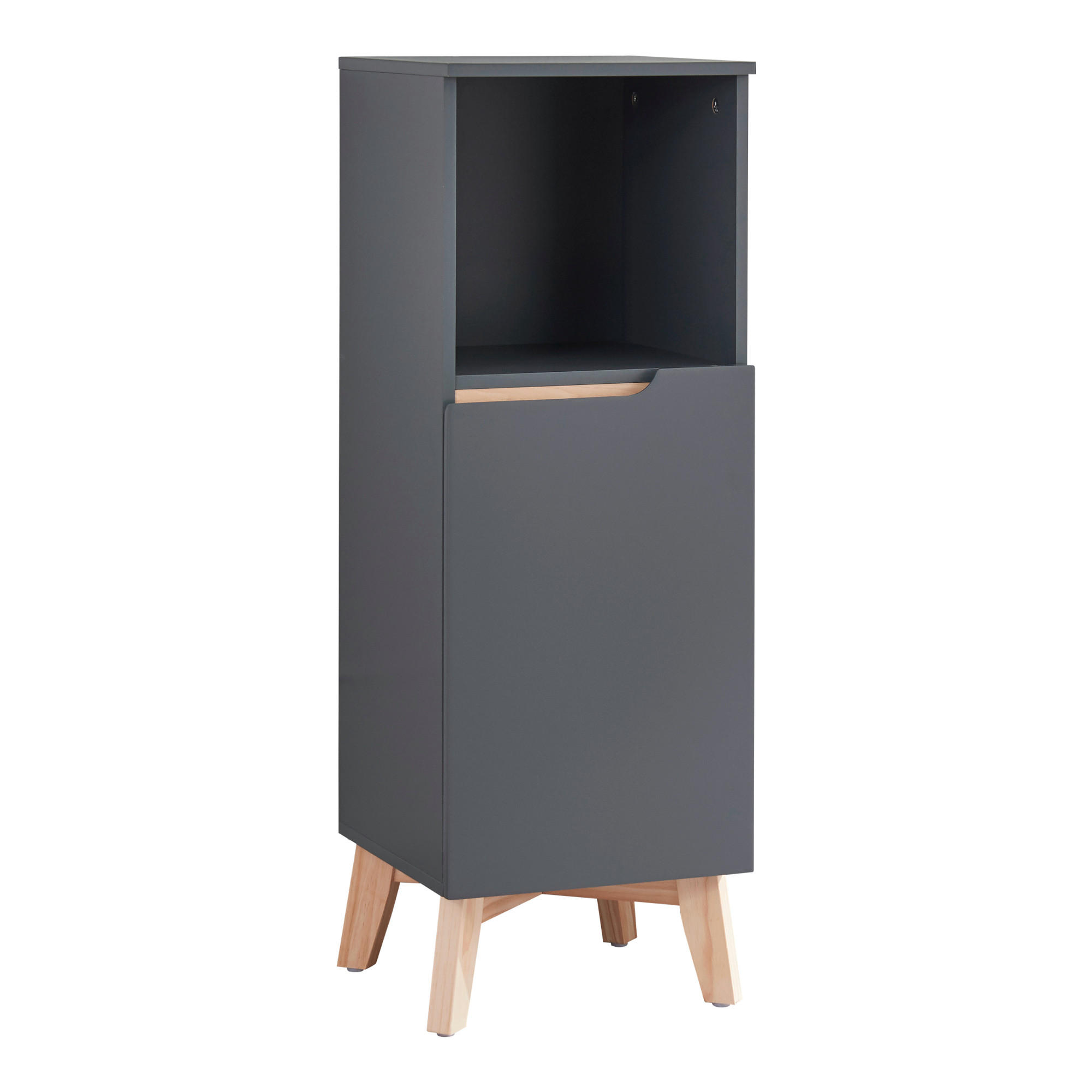 BADEZIMMERSCHRANK Overath - Naturfarben/Grau, Eichenholz/Holzwerkstoff (30/86/30cm) - [en.casa]
