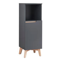 BADEZIMMERSCHRANK Overath - Dunkelgrau/Naturfarben, Holz/Holzwerkstoff (30/86/30cm) - [en.casa]