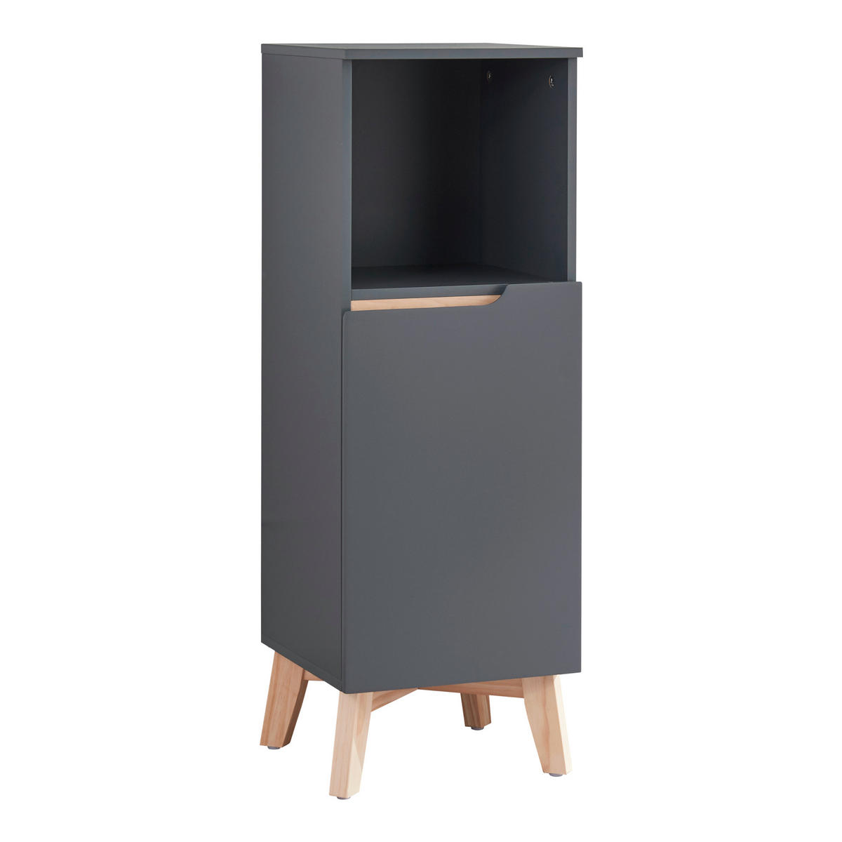 BADEZIMMERSCHRANK Overath - Dunkelgrau/Naturfarben, Holz/Holzwerkstoff (30/86/30cm) - [en.casa]
