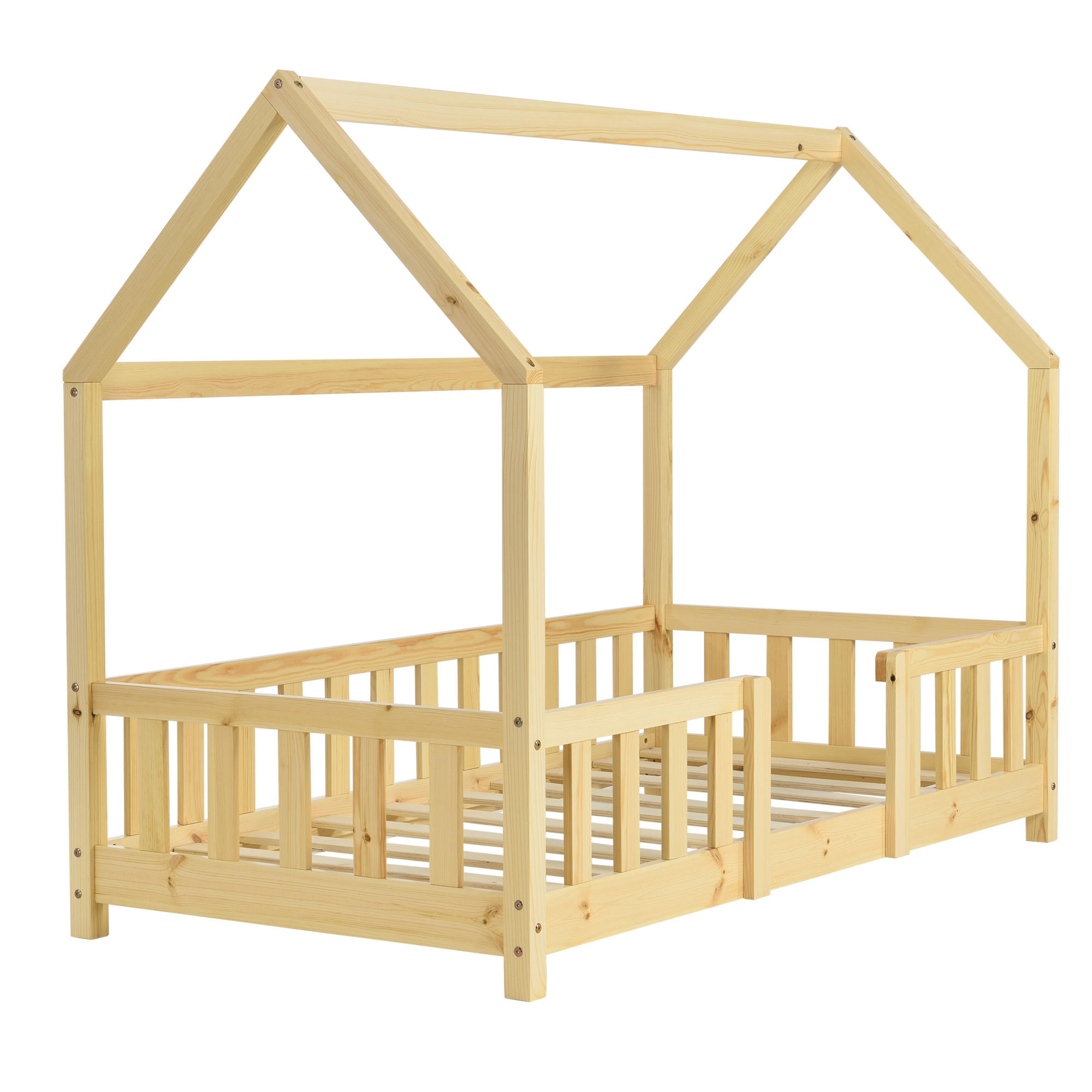 HAUSBETT Sisimiut - Naturfarben, Holz (70/140cm) - [en.casa]