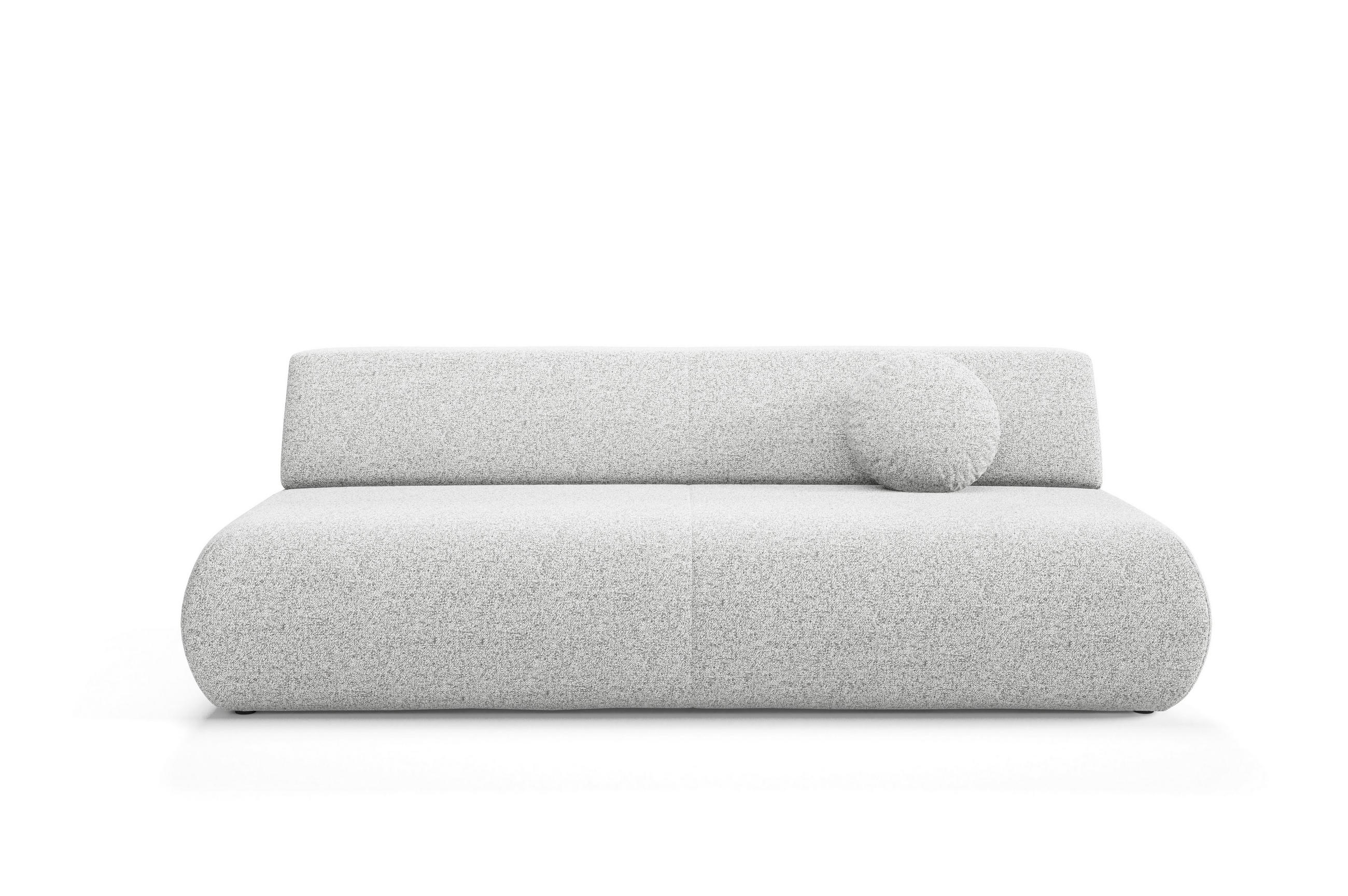 BETTSOFA DELTA Hellgrau Geflochtener Stoff mit Schlaffunktion - Hellgrau, Holz (214/74/100cm) - MASSENO