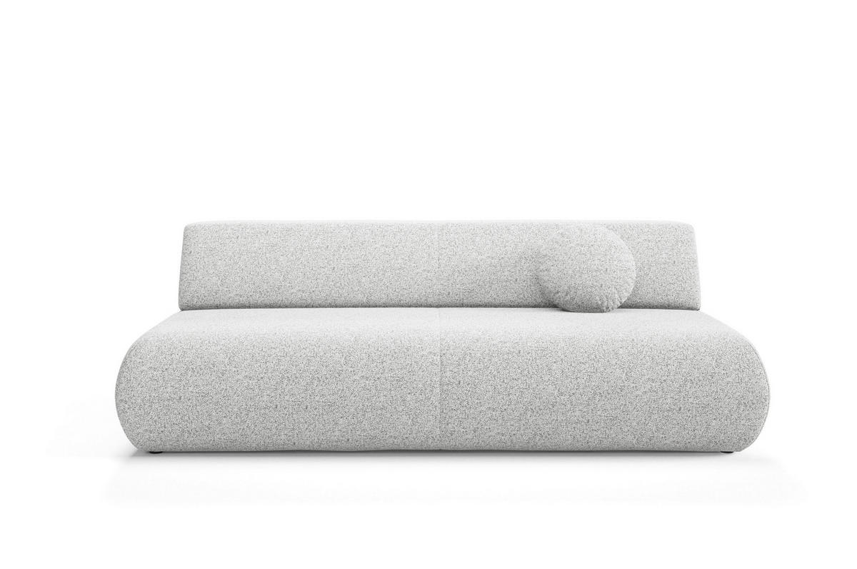 BETTSOFA DELTA Hellgrau Geflochtener Stoff mit Schlaffunktion - Hellgrau, Holz (214/74/100cm) - MASSENO