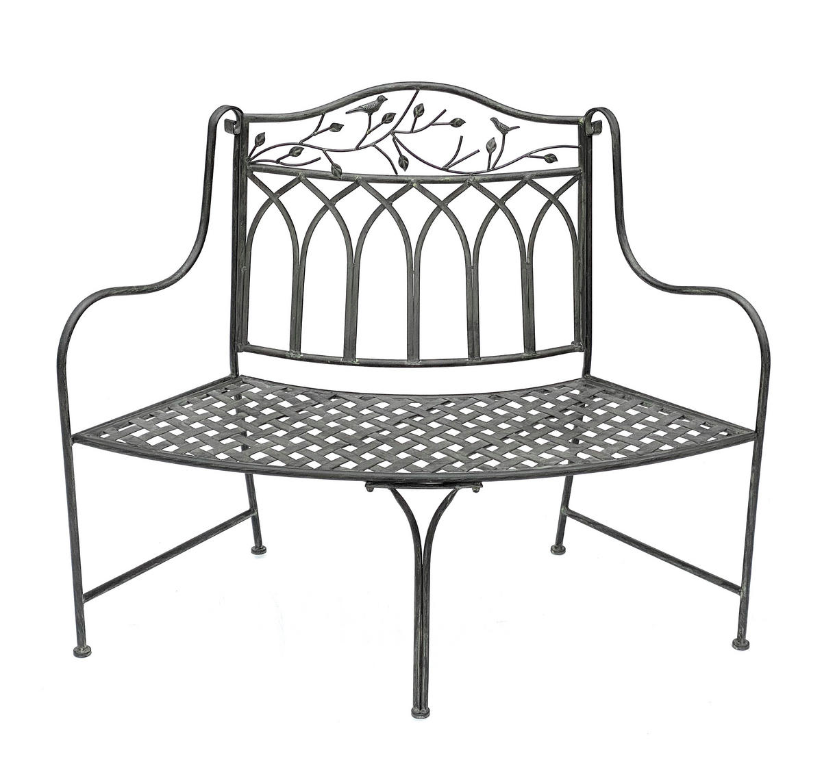 GARTENBANK Halbrund aus Metall Braun 125 cm 96002 - Braun, Metall (125/96.5/66cm) - DanDiBo