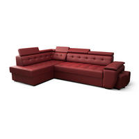 ECKSOFA KONGO RBN15, Eckcouch in L-Form mit Schlaffunktion, Farbe: Rot, Kunstleder, Ottomane Links - Rot, Textil (277/180cm) - O-Sofa