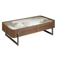 COUCHTISCH Rechteckiger Couchtisch aus Porzellanmarmor, Nussbaum und dunklem Metallic-Stahl 140/75/40 cm - Walnussfarben/Weiß, Holz (75/140/40cm) - ANGEL CERDA