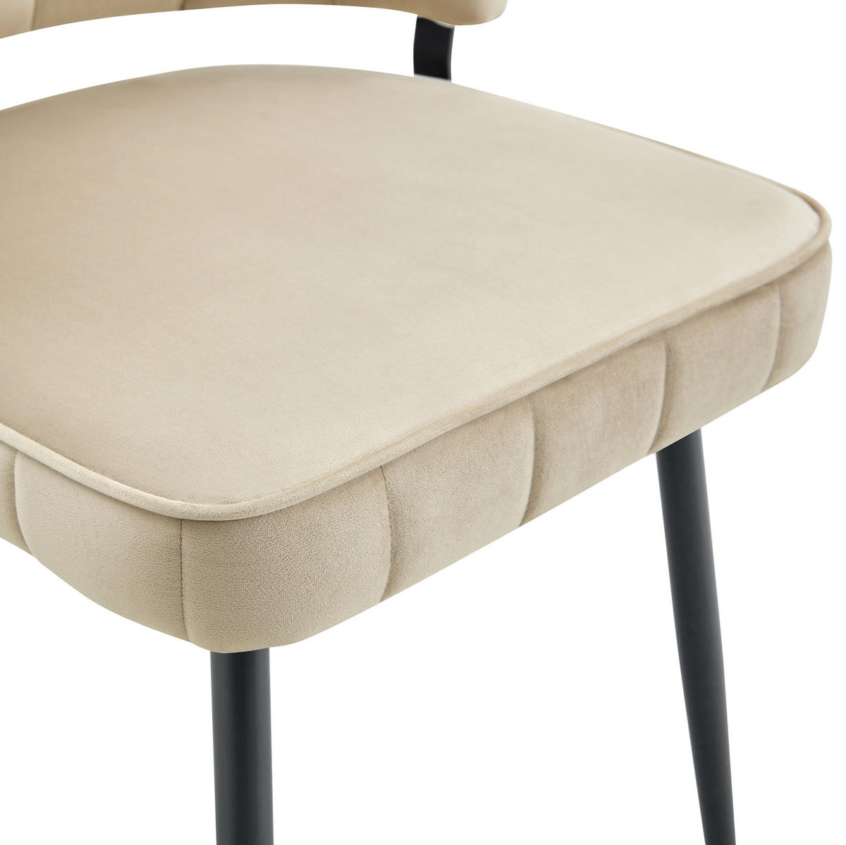 ESSZIMMERSTUHL 2er-Set Samt Beige/Schwarz - Beige, Metall (48/80/60cm) - Meubliv