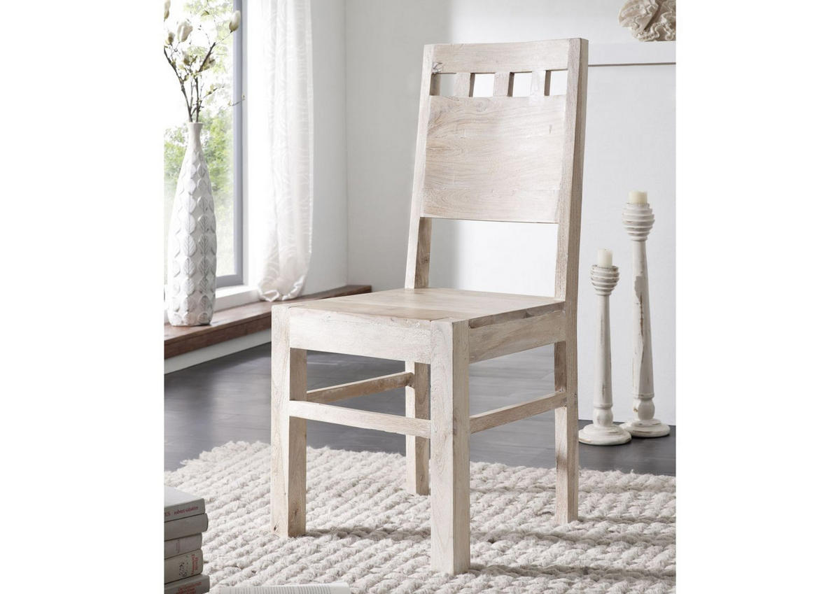 STUHL Massivholz 45 x 45 x 100 cm beige NATURE WHITE #120 - Beige, Holz (45/100/45cm) - Massivmoebel24