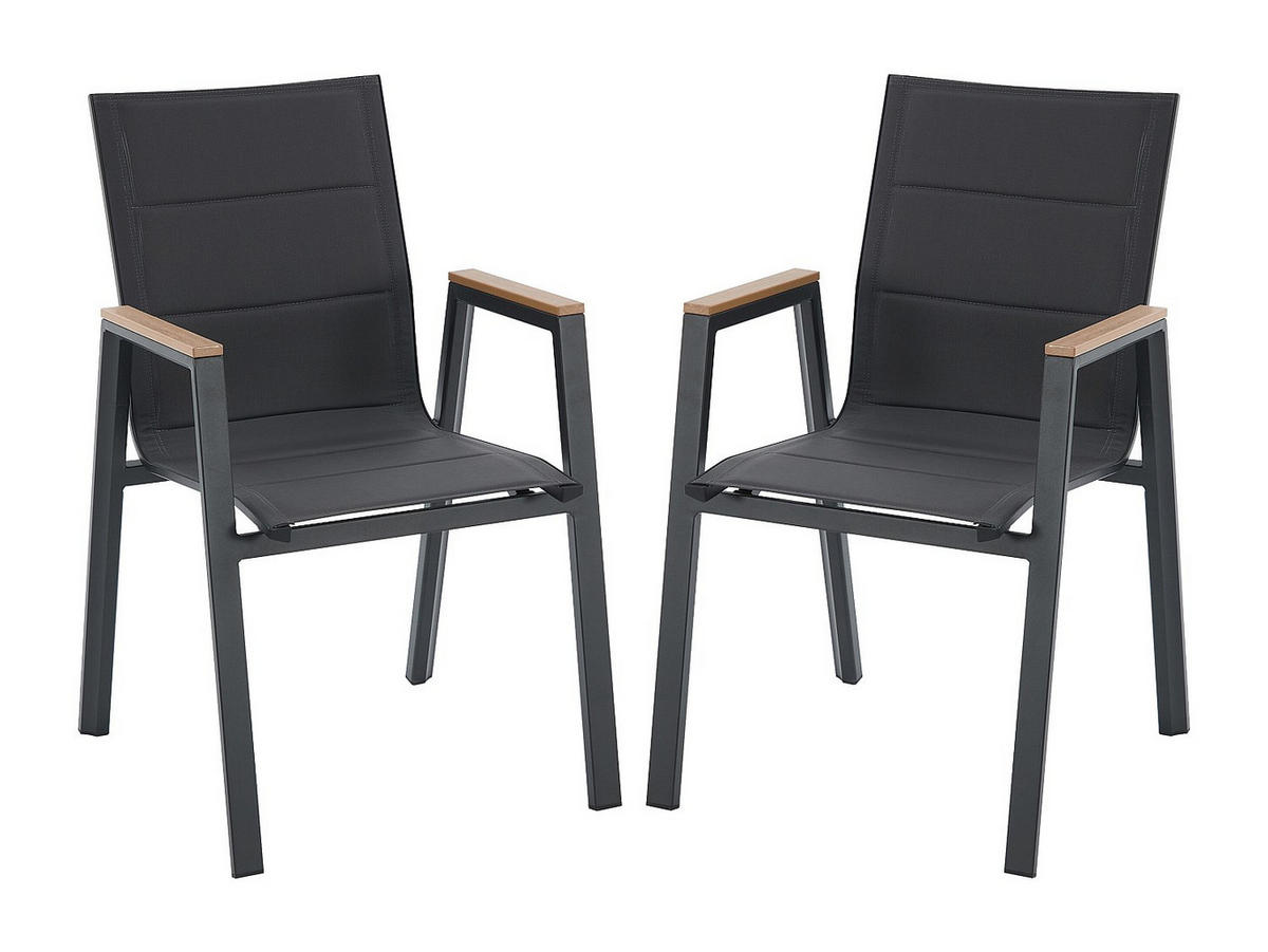 GARTENSTUHL - 55cm x 65cm - Aluminium - anthrazitgrau - LIOUS - Anthrazit, Metall (55/90/65cm) - Vente-Unique