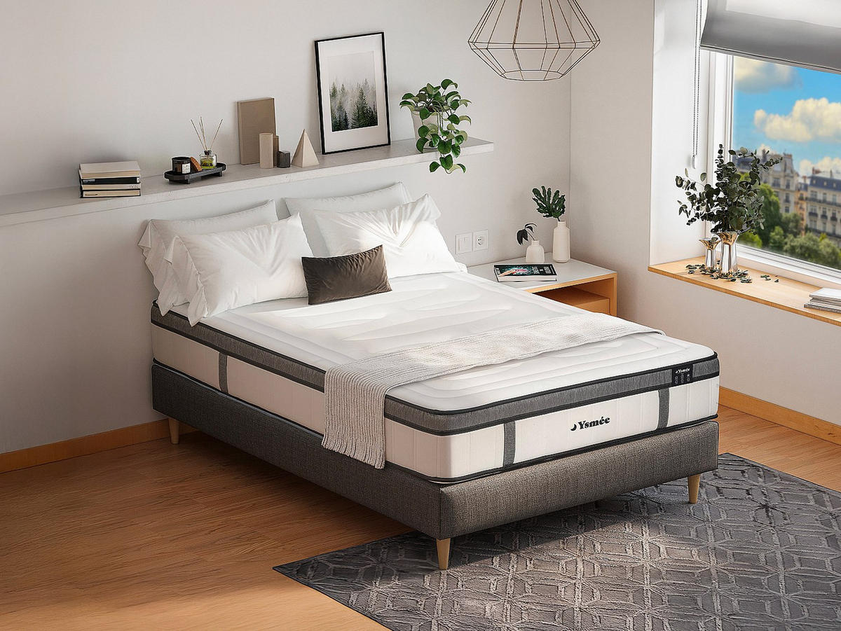STANDARDMATRATZE - 2 Personen - stoff - weiß Oliane - Weiß, Textil (160/200cm) - Vente-Unique