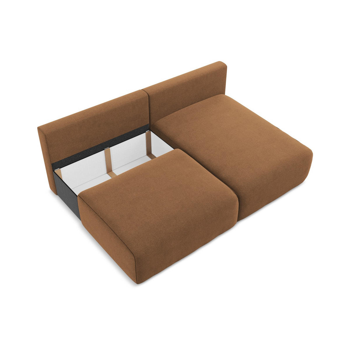 ECKSOFA mit Schlaffunktion rechts Strukturstoff Stoff Orange - Beige/Terracotta, Kunststoff/Textil (210/149cm) - LaMiaSofa