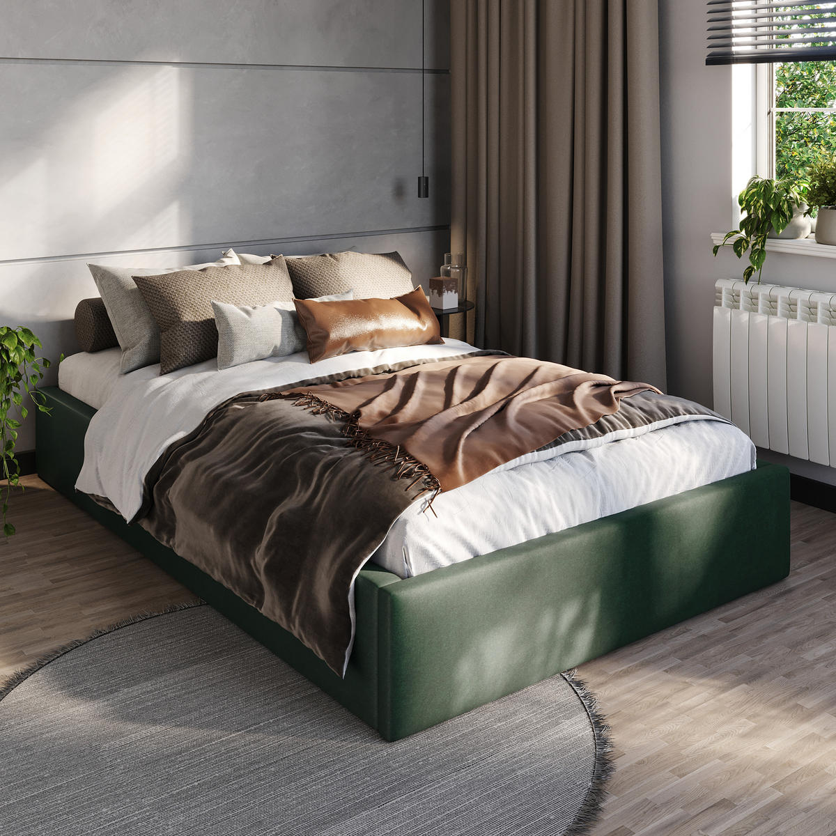 POLSTERBETT 120x200cm Bett mit Stauraum Lattenrost Flaschengrün - Dunkelgrün, Holz/Holzwerkstoff (120/200cm) - Muralo