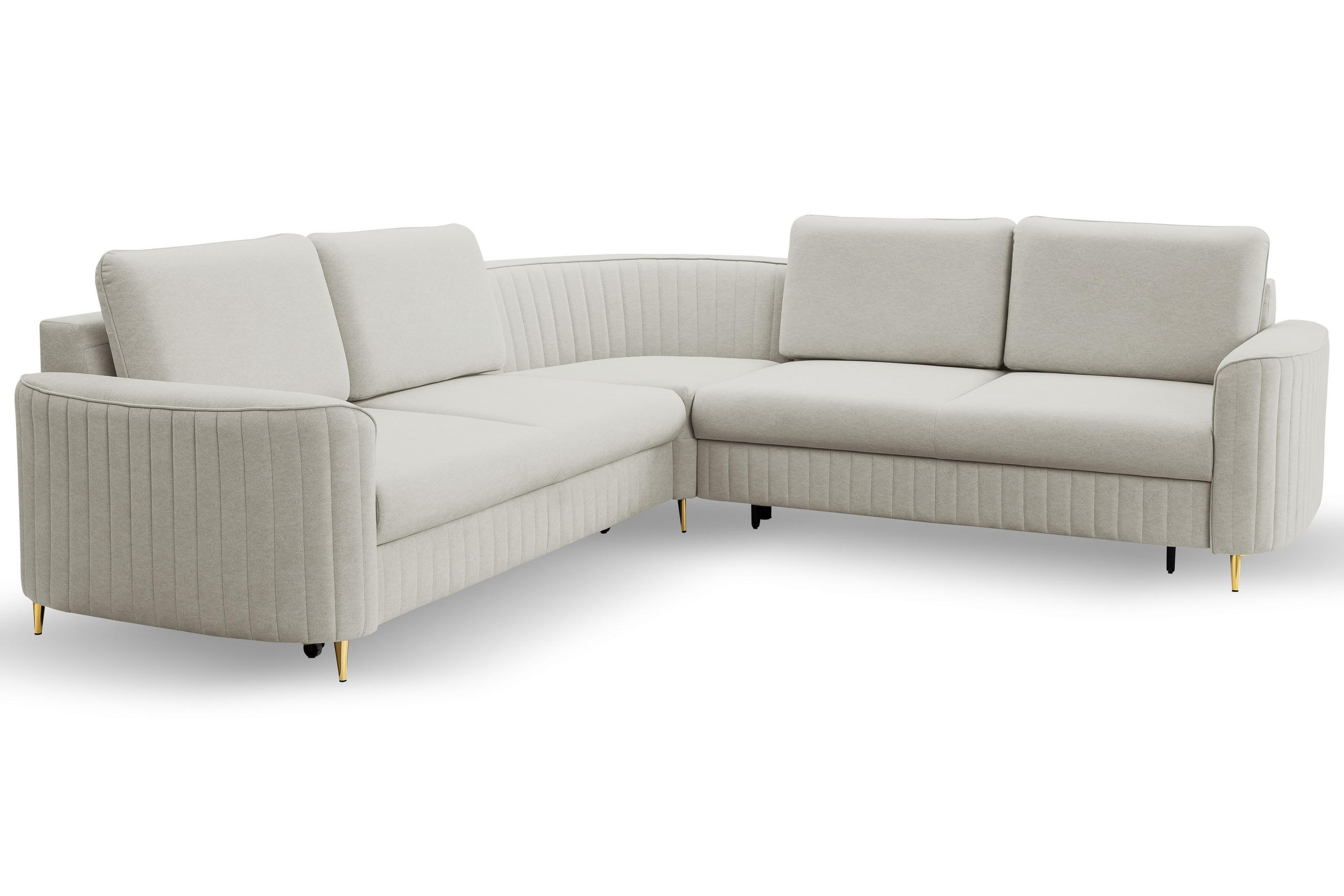ECKSOFA LAREN, modernes Schlafsofa mit Stauraum, Plastikfüße, L-förmig, lose Rückenkissen freistehend, LINKS 251x252x85 cm Silver-coloured - Silberfarben, Holz/Textil (251/252cm) - DomoHome