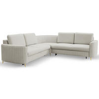ECKSOFA LAREN, modernes Schlafsofa mit Stauraum, Plastikfüße, L-förmig, lose Rückenkissen freistehend, LINKS 251x252x85 cm Silver-coloured - Silberfarben, Holz/Textil (251/252cm) - DomoHome