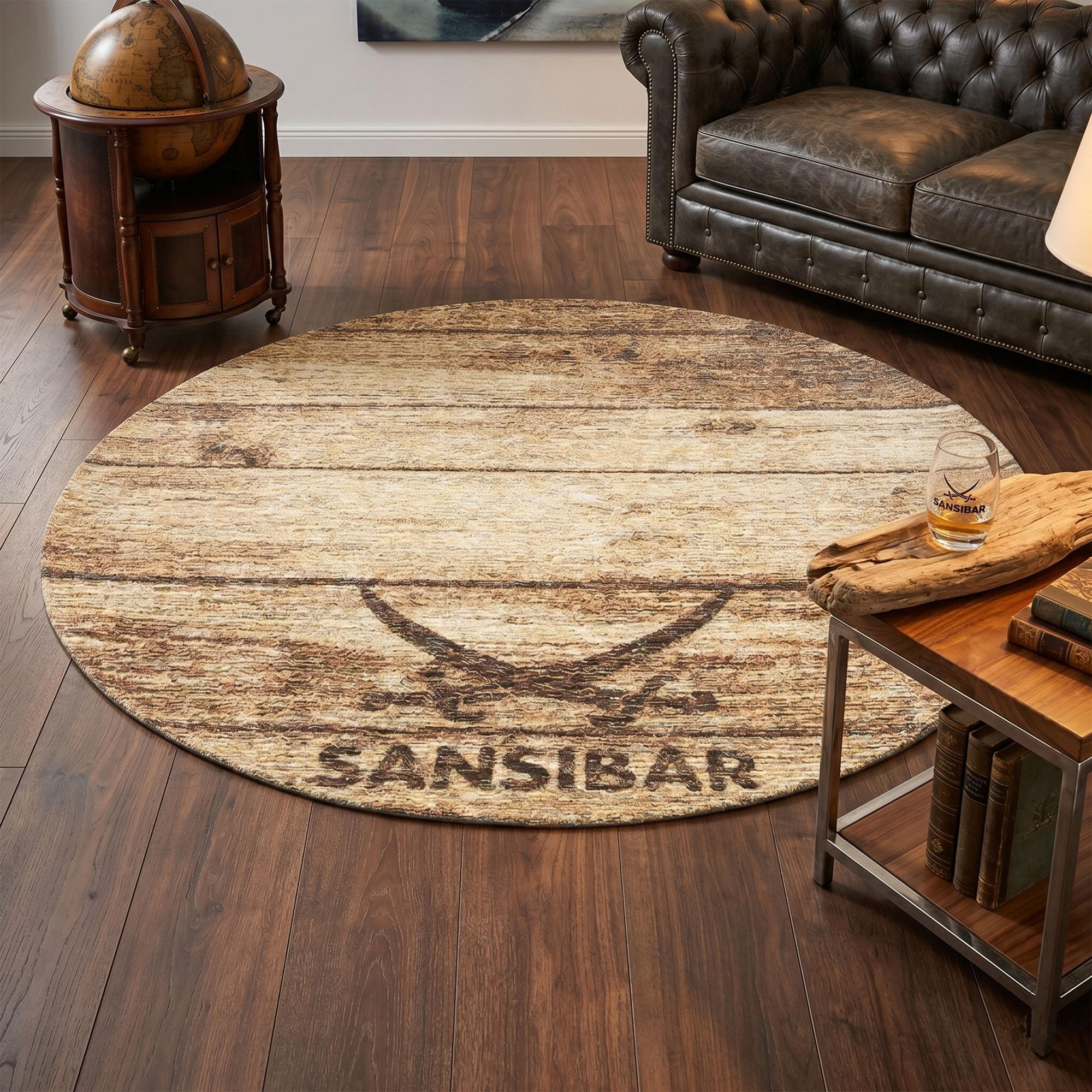 Sansibar Sylt Flachwebteppich Braun 160x160 cm