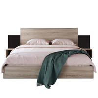 DOPPELBETT 160/200 cm mit 2 integrierten Nachtkommoden und Lattenrost, Massivholz in Sonoma-Eiche/Dunkelgrau - Dunkelgrau, Holz (160/200cm) - Redom