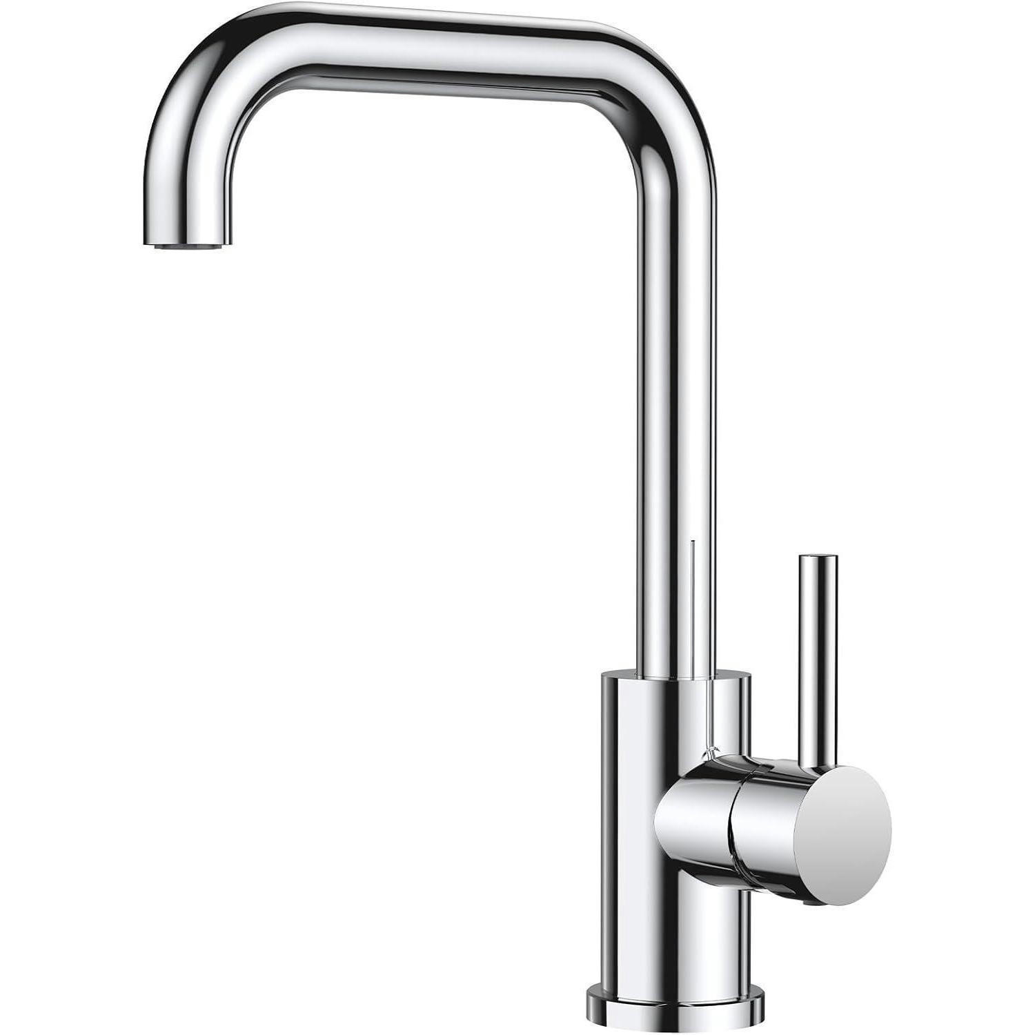 KÜCHENARMATUR L-Form 360° drehbar polierter Chrom - Silberfarben, Metall (18/23/22cm)