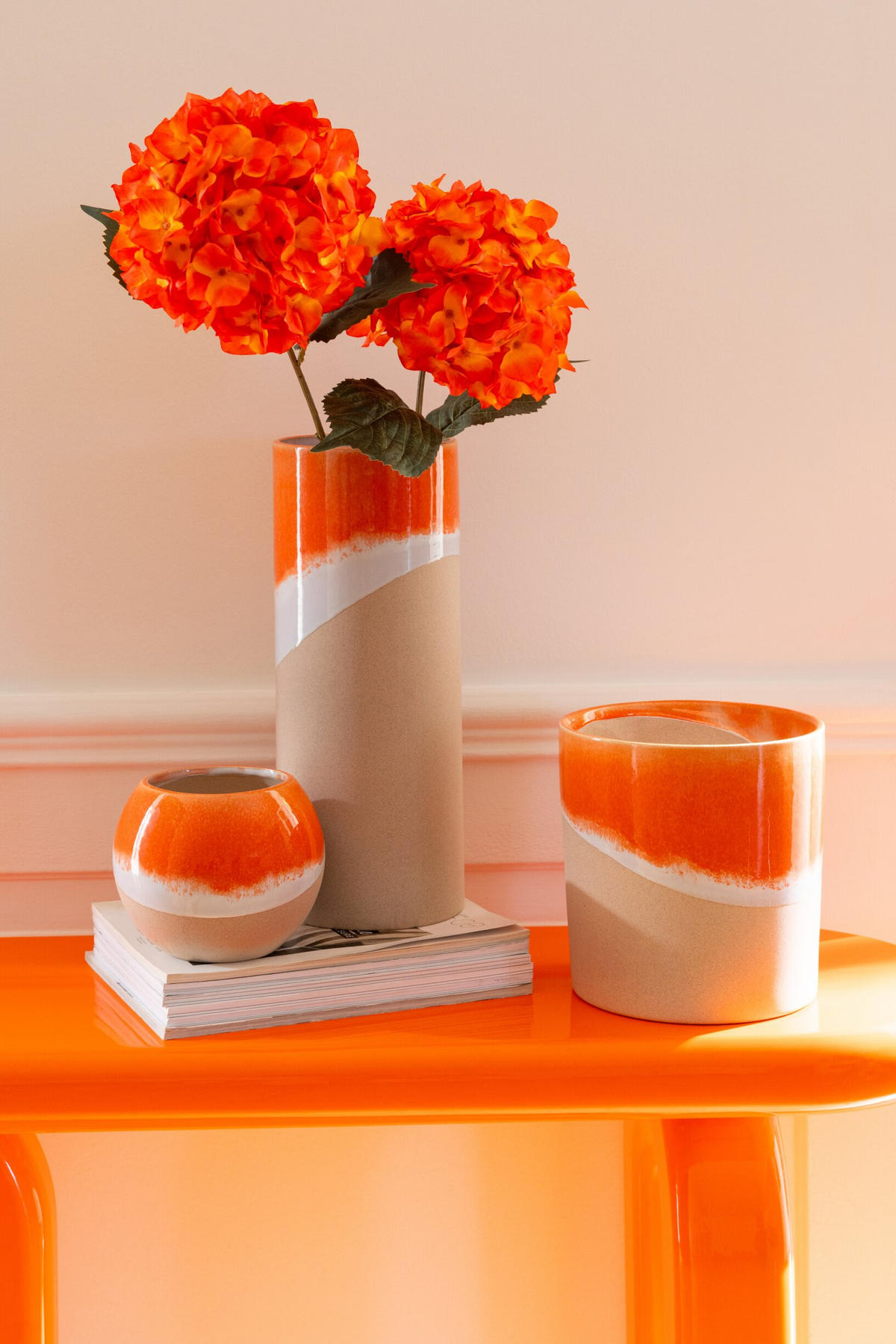 VASE ZYLINDER Orange - Orange, Keramik (21cm) - J-Line