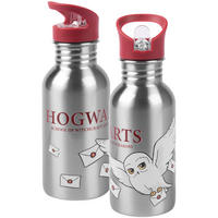 TRINKFLASCHE Harry Potter Hedwig Hogwarts Silber 500 ml - Grau, Metall (0.5L) - United Labels