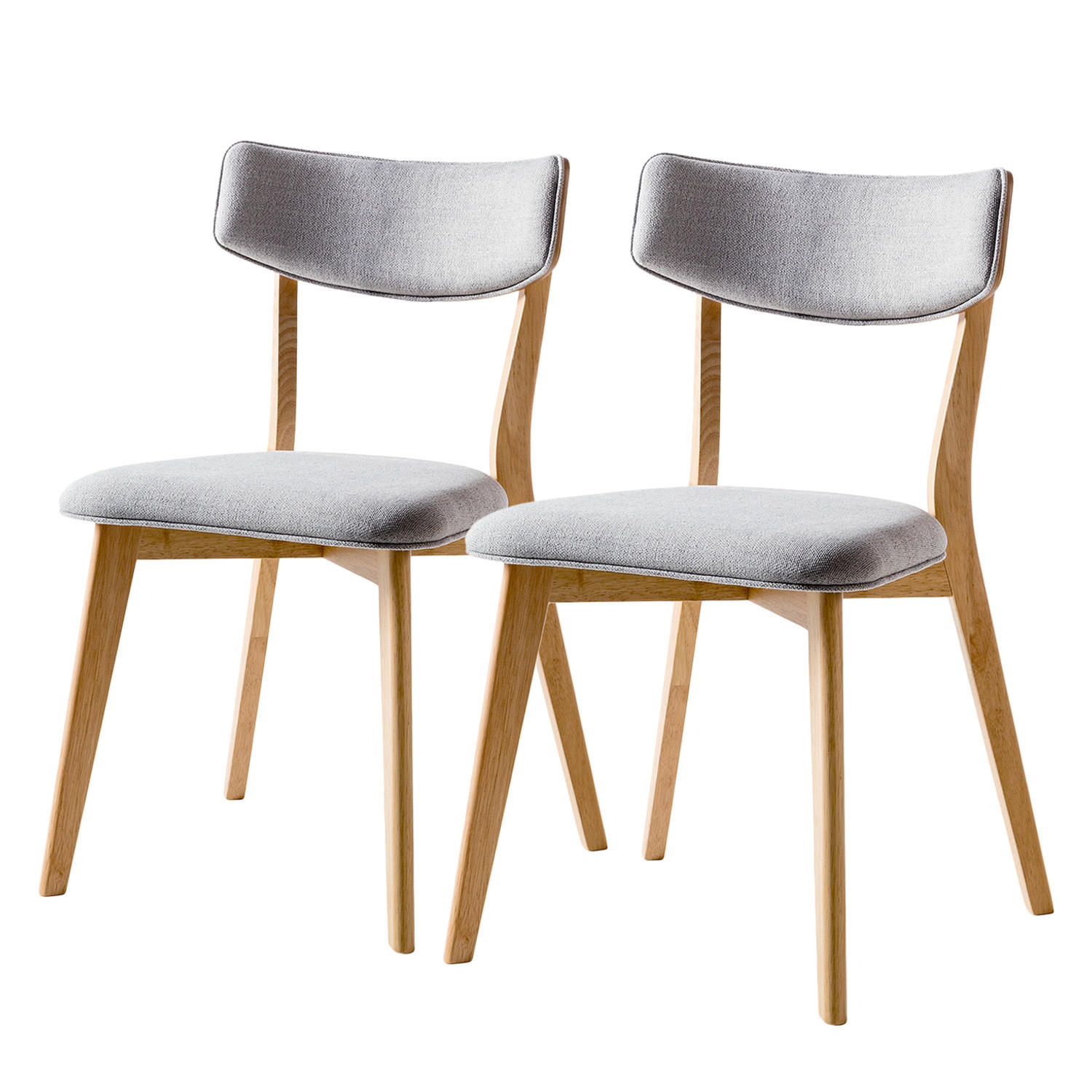 ESSZIMMERSTUHL - Webstoff / Gummibaum massiv - Hellgrau, Holz/Holzwerkstoff (50/79/50cm) - home24