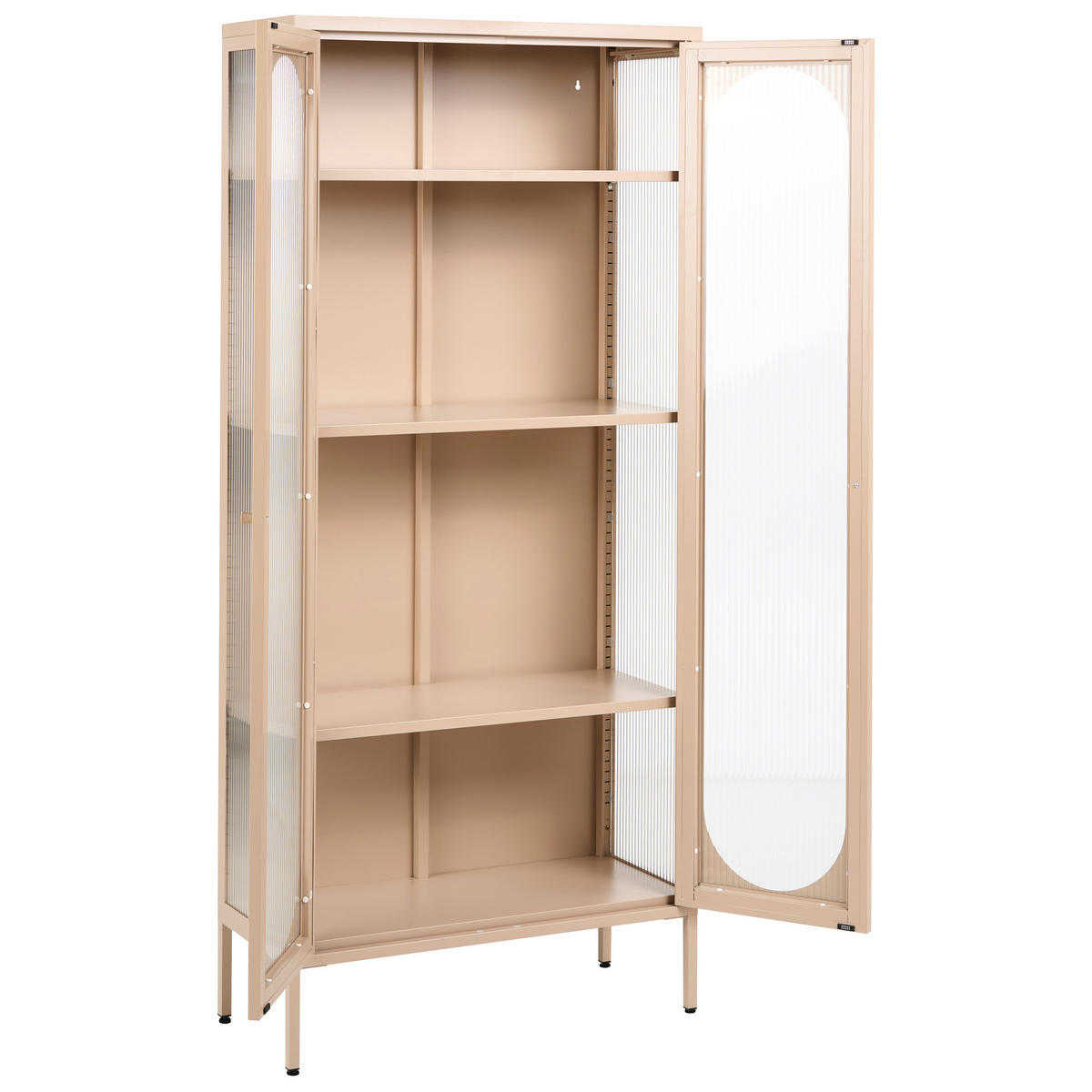 VITRÍNA se skleněnými dveřmi Kov 80 cm Béžová Foxton - béžová, kov (80/181/35cm) - Beliani