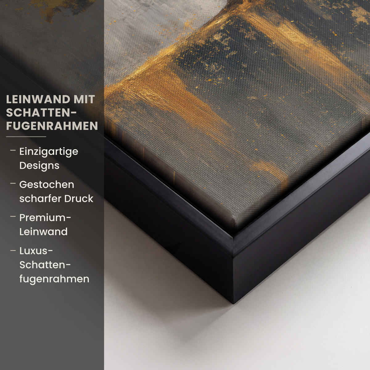 LEINWAND Bilder mit Rahmen - Baum - Blätter - Gold - Abstrakt - 20x30 - Grau, Textil (20/30cm) - MuchoWow