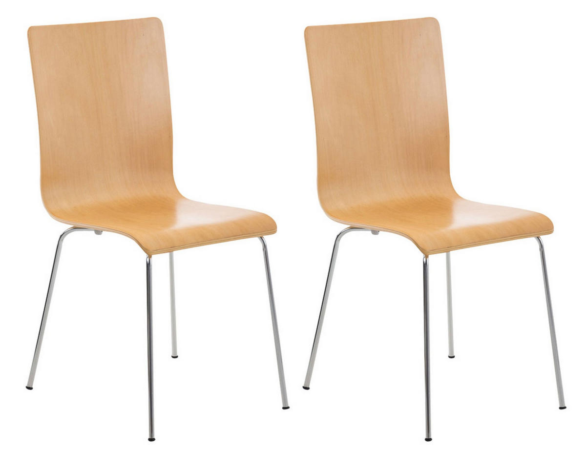 BESUCHERSTUHL Apeldoorn - 2er Set natura - Naturfarben, Holz (43/87/47cm) - TPFLiving