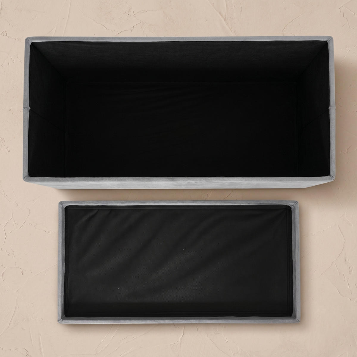 SAMT-HOCKER mit Stauraum 76/38/38 cm - Grau, Textil (38/38/76cm) - SCENA LIVING