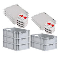 EUROBOX 5x Nextgen Economy Mit Scharnierdeckel Grau/Rot Griffe Offen 34 Liter - Rot, Kunststoff (40/17/60cm) - PROREGAL