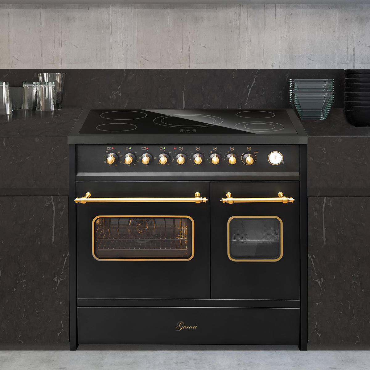 ELEKTRO-STANDHERD GCH E 912 DF BL r 90 cm Schwarz - Schwarz, Metall (90/94/61.5cm) - Gurari