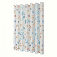 DUSCHVORHANG PEVA 180 x 180 cm Sterne Meer Muster mit Haken - Multicolor, Kunststoff (180/180cm) - MCBOSON