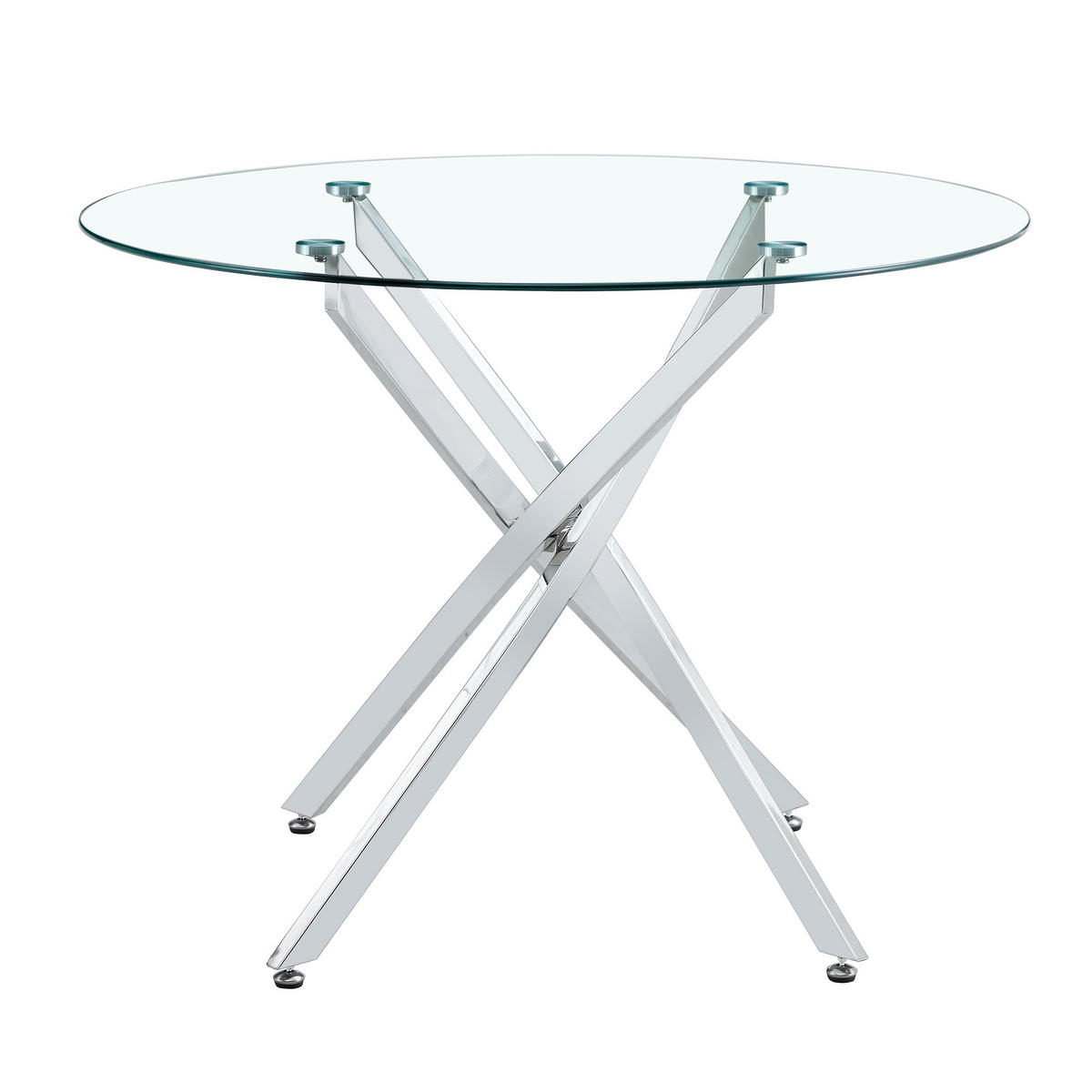 ESSTISCH runder mit silbernem Metallgestell 80/80/75 cm - Silberfarben, Metall (88/88/75cm) - Oxeza