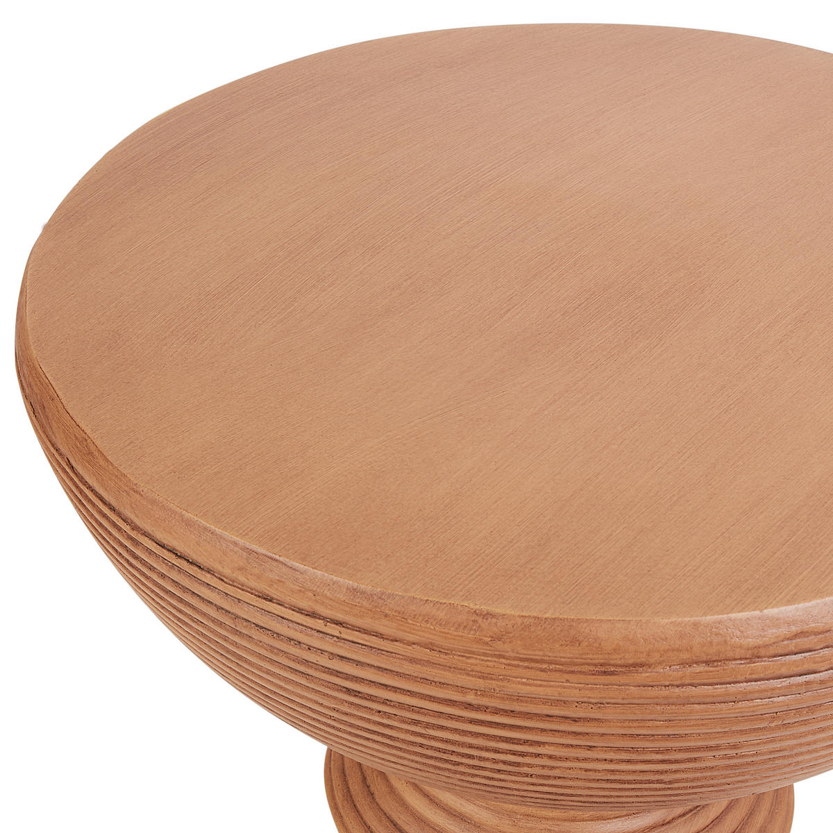 BEISTELLTISCH Beton heller Holzfarbton rund 40 cm Caldaro - Hellbraun, Stein (40/40/53cm) - Beliani