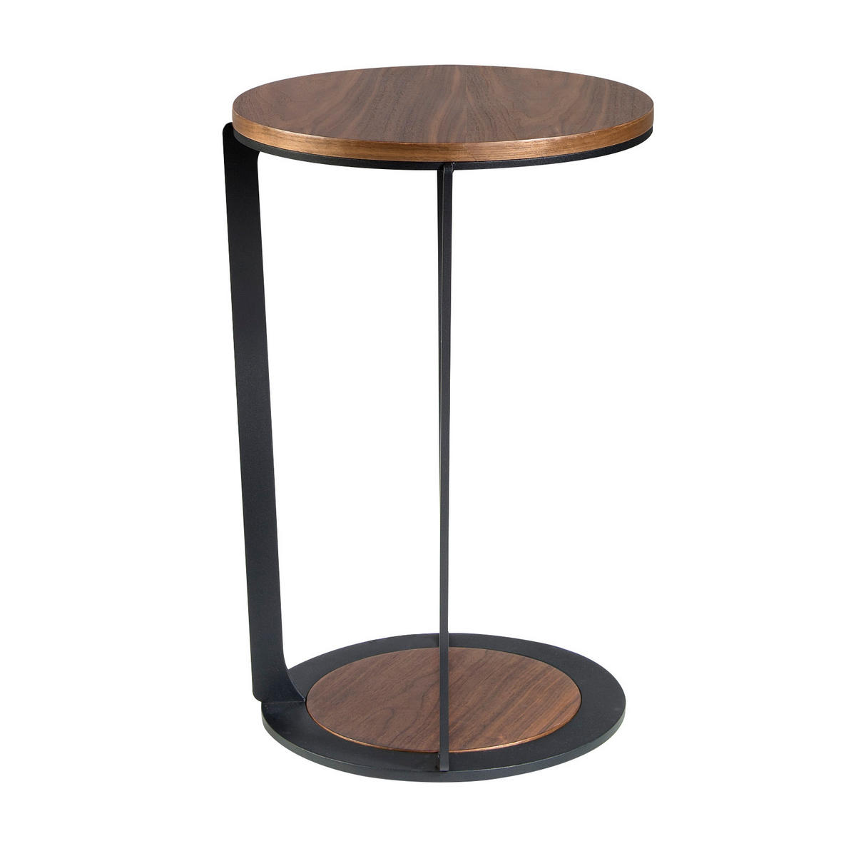 ECKTISCH Walnuss Furnier Walnuss und Schwarz Ø38 / 56 cm - Nussbaumfarben/Schwarz, Holz (38/38/56cm) - ANGEL CERDA